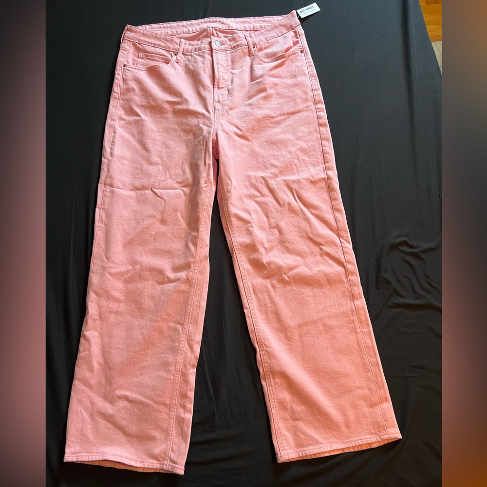Pink Old Navy baggy high waisted jeans